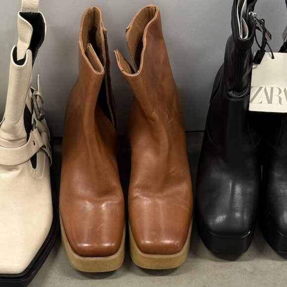 Seychelles Women Navigate Brown Leather Festival Platform Ankle Boots 6 - Picture 1 of 5